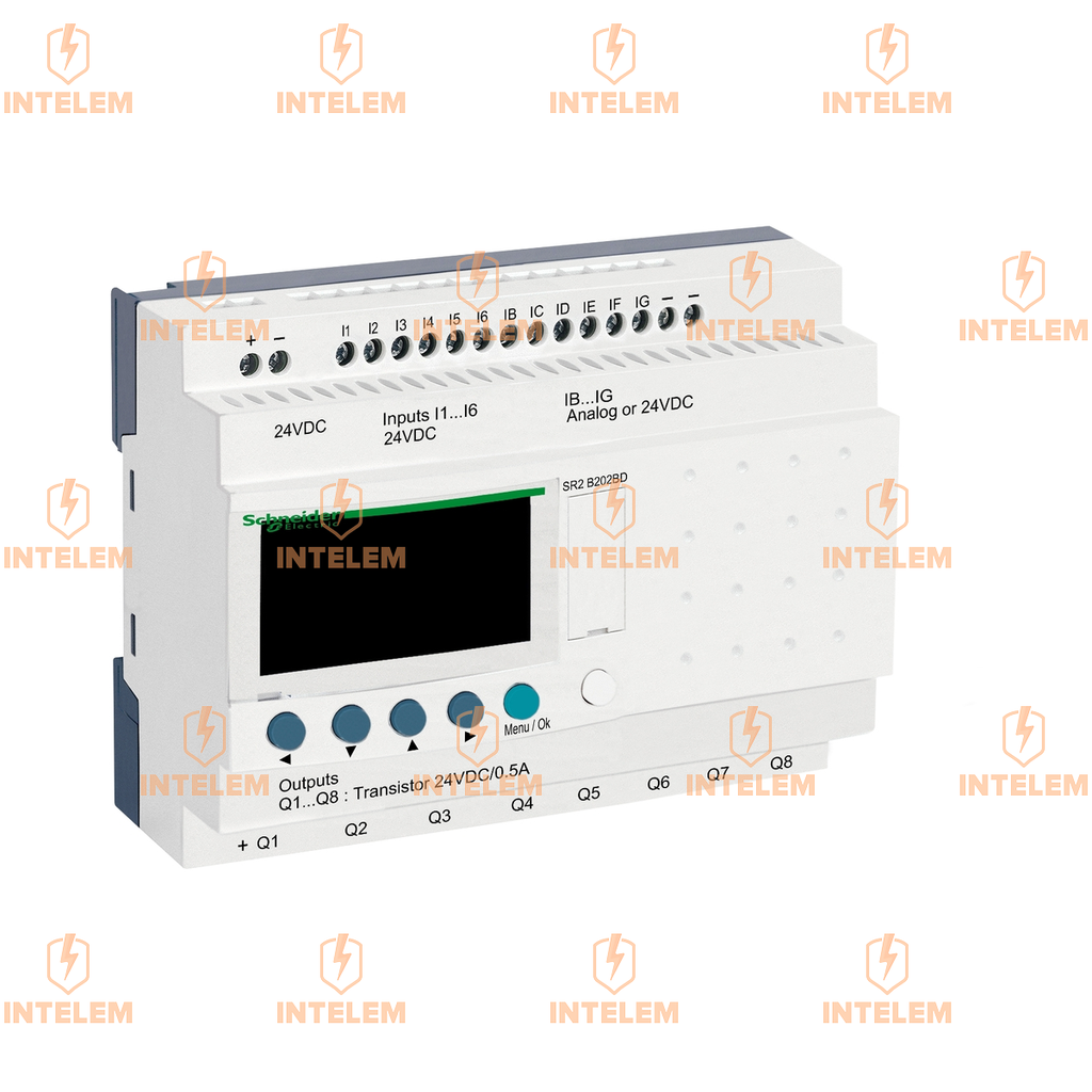 RELÉ INTELIGENTE COMPACTO 20 E/S 24VCC RELOJ PANTALLA ZELIO LOGIC SCHNEIDER ELECTRIC