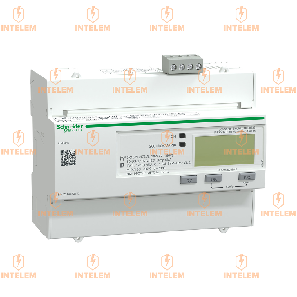 A9MEM3355 IEM3355 MEDIDOR DE ENERGIA - 125 A - MODBUS - 1 DIGITAL I - 1 DIGITAL O - MULTI-TARIFF - MID--SCHNEIDER