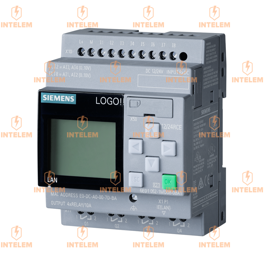LOGO! 12/24RCE, MOD. LOGICO, DISPLAY, 12/24VDC, 8DI (4AI DE 0-10V),4DO RELE --SIEMENS