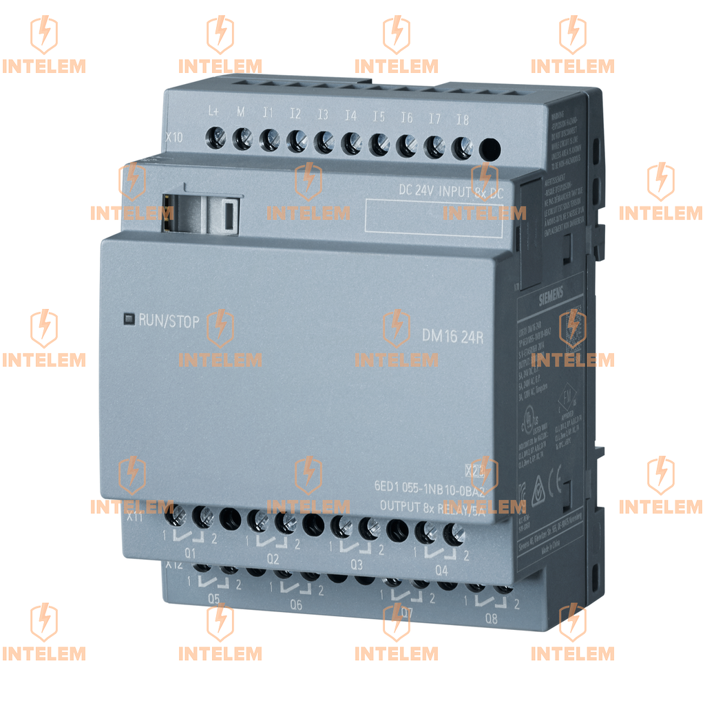 MODULO AMPL. LOGO! DM16 24R, FA/E/S: DC 24V/DC 24V/RELE, 8 DI/8 DO, 4TE PARA LOGO! 8 --SIEMENS